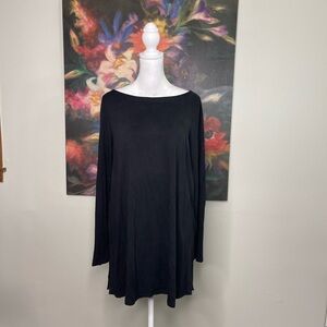 Eileen Fisher Black Tencel Lyocell Butter Soft Drapy Long Sleeves Tunic Blouse M